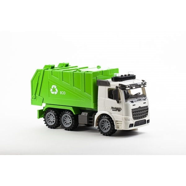 CONTRUCK Skraldebil lukket med lys, lyd & Try Me 1:14 grøn