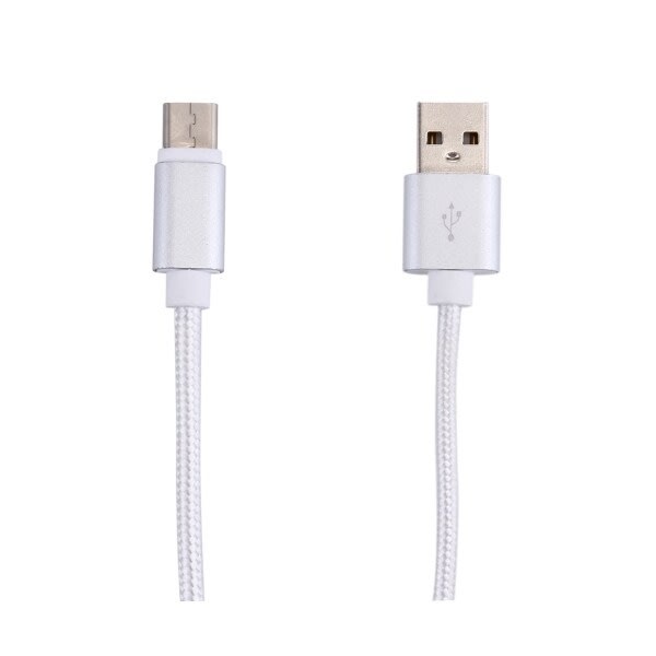 Kort micro-usb til USB oplader 20 cm, Sølv
