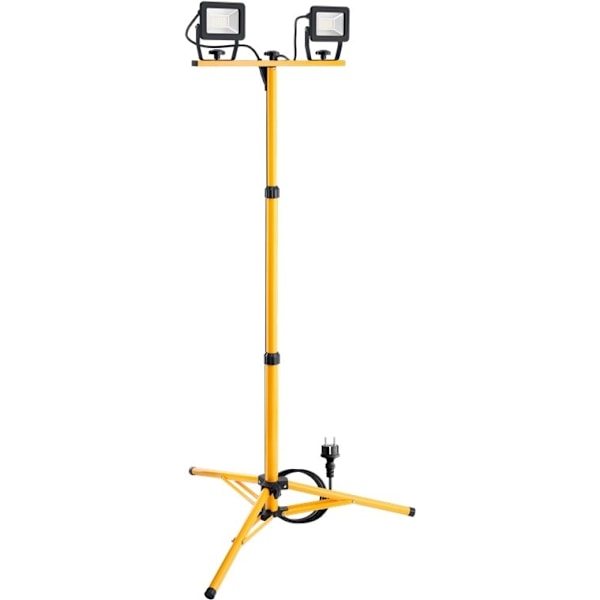 Goobay LED-konstruktionsstrålkastare med teleskopisk stativ, 2x 20 W med totalt 3400 lm och neutralt vitt ljus (4000 K), lämpligt för inomhus- och uto