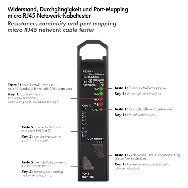 LogiLink 3-in-1 Nätverkskabeltestare och portmappning