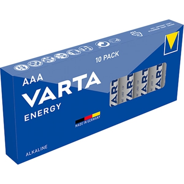 Varta LR03/AAA (Micro) (4103) batteri, 10 st. box alkaliskt manganbatteri, 1,5 V