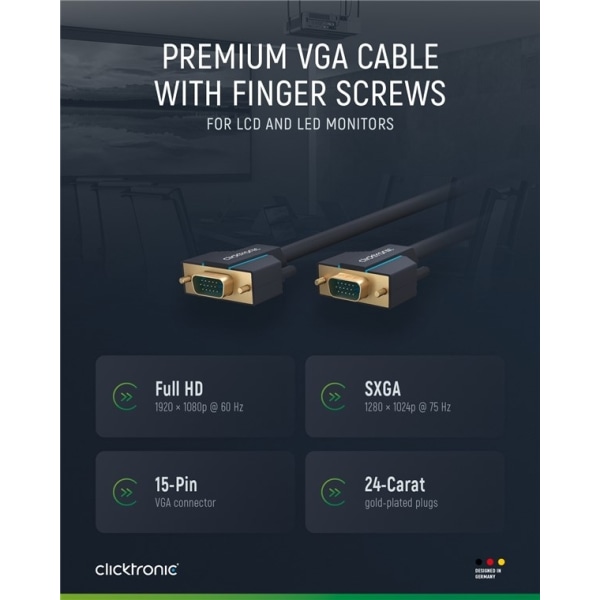 ClickTronic VGA-kabel Premiumkabel | 1x VGA-kontakt  1x VGA-kont