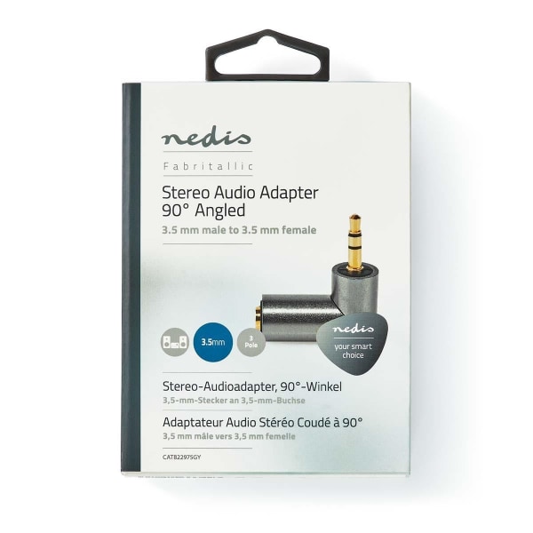 Nedis Stereo Audio Adapter | 3.5 mm Hanstik | 3.5 mm Hunstik | Guldplateret | Lige | Metal | Guld / Gun Metal Grå | 1 stk. | Cover Window Box