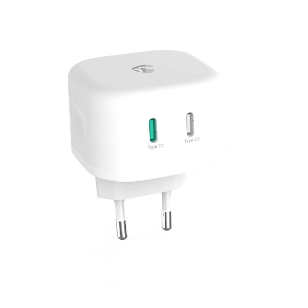 Nedis Vægoplader | 45 W | GaN | Hurtigopladningsfunktion | 2.25 A / 3.0 A | Antal output: 2 | 2x USB-Câ„¢ | Automatisk Valgt Spænding