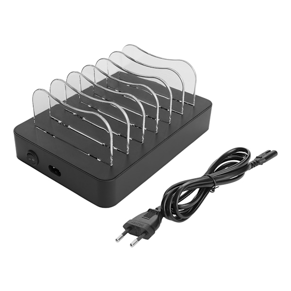 DELTACO USB-latausasema, 5x USB-A, 1x USB-C PD, 50W, musta