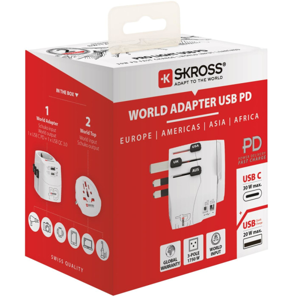 SKROSS PRO Light World AC30PD Reseadapter USB PD 30W