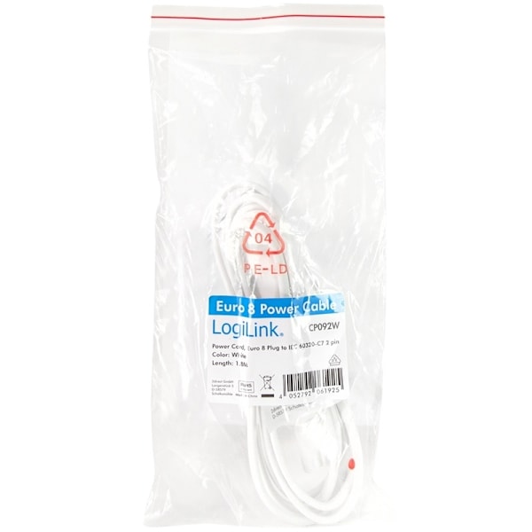 LogiLink Apparatkabel Euro - C7 Vit 1,8