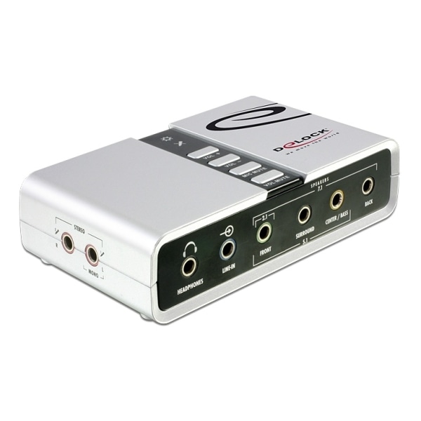 USB 2.0 äänikortti 7.1, kuuloke-, kaiutin-, surround-, S/PDIF, 3,5mm