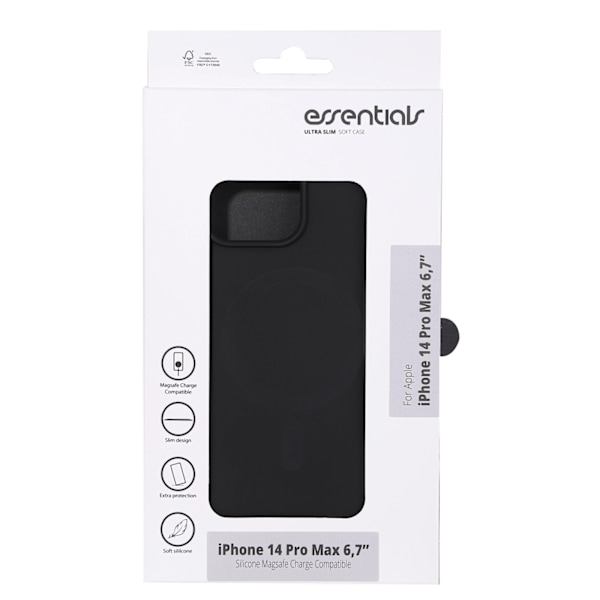 Essentials iPhone 14 Pro Max Silicone Mag back cov,Black Svart