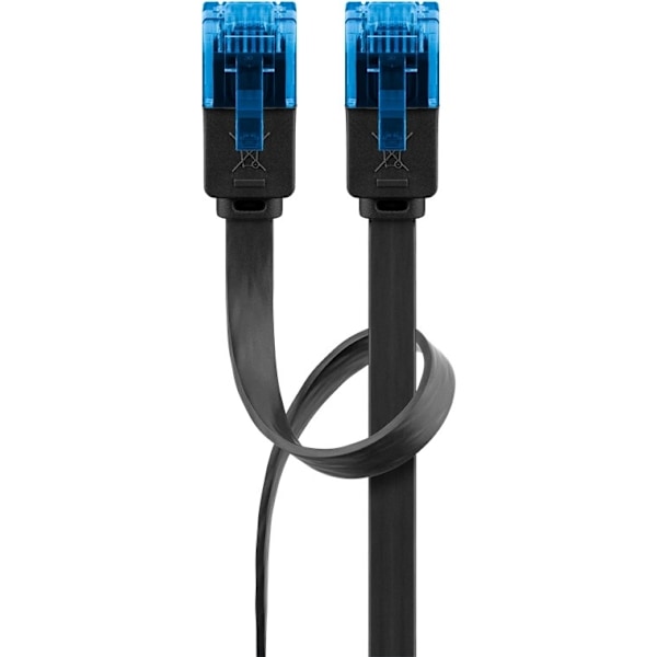 Goobay CAT 6A platt patchkabel, U/UTP, svart kopparledare (CU), 1 m