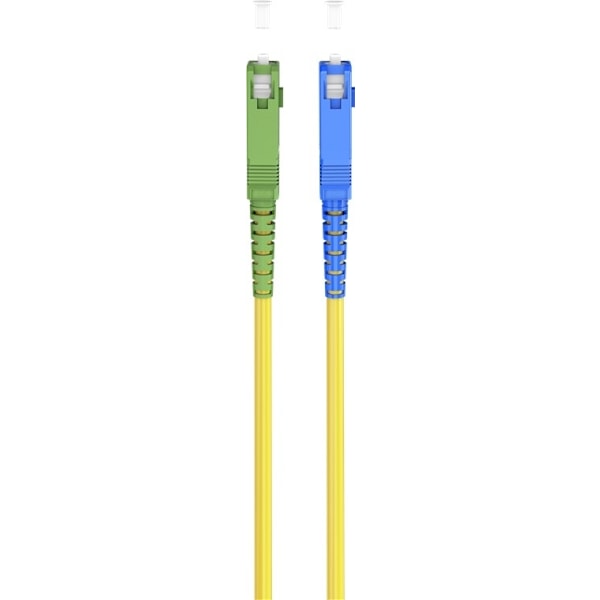 Goobay Fiberoptisk kabel (FTTH), Singlemode (OS2) Yellow, gul (Simplex), 15 m plugg SC-APC (8°) > SC plugg (UPC), halogenfri kabelhölje (LSZH)