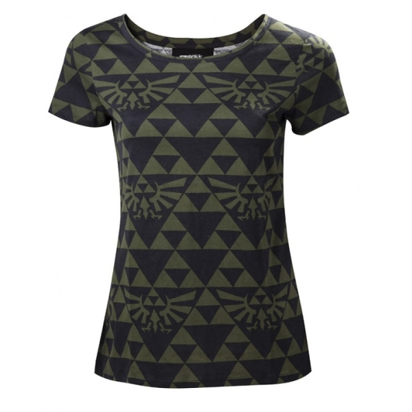 Zelda - Grøn Sort Hyrule T-shirt til kvinder, M