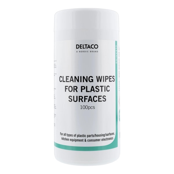 DELTACO Wet Wipes for plastic surfaces, 100pcs, white