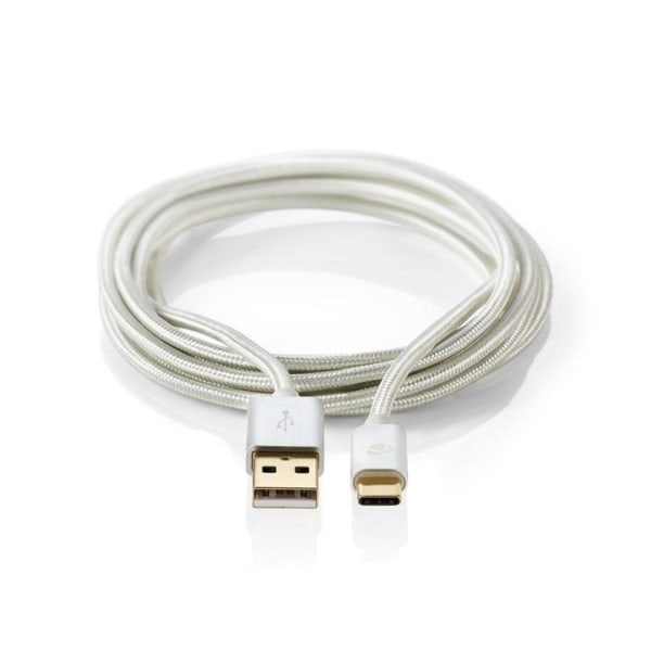 Nedis USB kaapeli | USB 2.0 | USB-A Uros | USB-C™ Uros | 15 W | 480 Mbps | Kullattu | 2.00 m | Pyöreä | Nailon / Punottu | Alumiini | Laatikko kannell