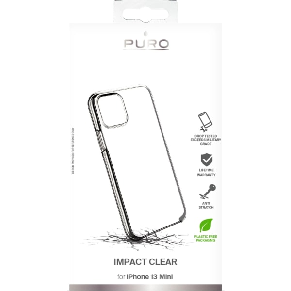 Puro iPhone 13 Mini Impact Clear Cover, gennemsigtig Transparent