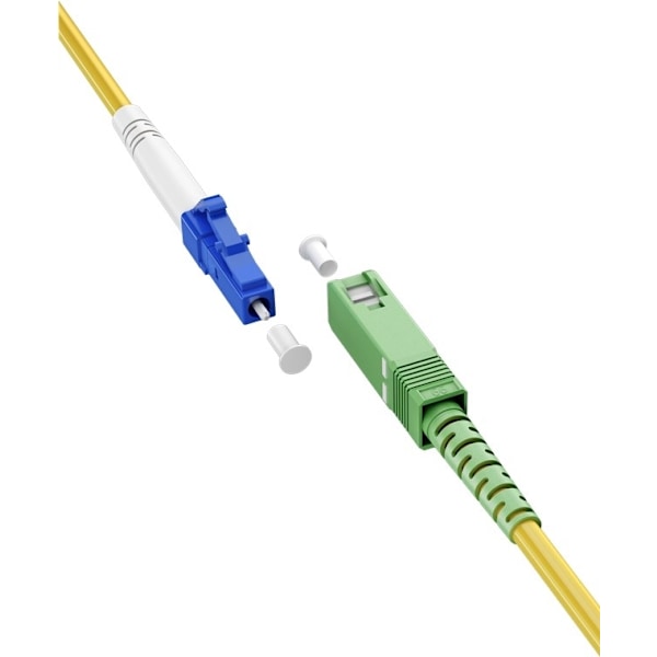 Goobay Fiberoptisk kabel (FTTH), Singlemode (OS2) Yellow, gul (Simplex), 2 m plugg SC-APC (8°) > LC plugg (UPC), halogenfri kabelhölje (LSZH)