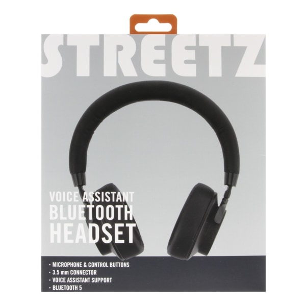 streetz BT400 Bluetooth headset, voice assistant button, black Svart