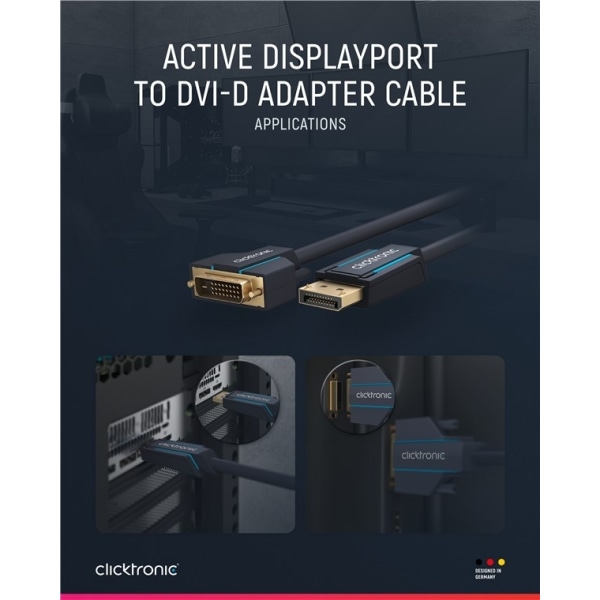 ClickTronic Adapterkabel for aktiv DisplayPort™ til DVI-D Premium