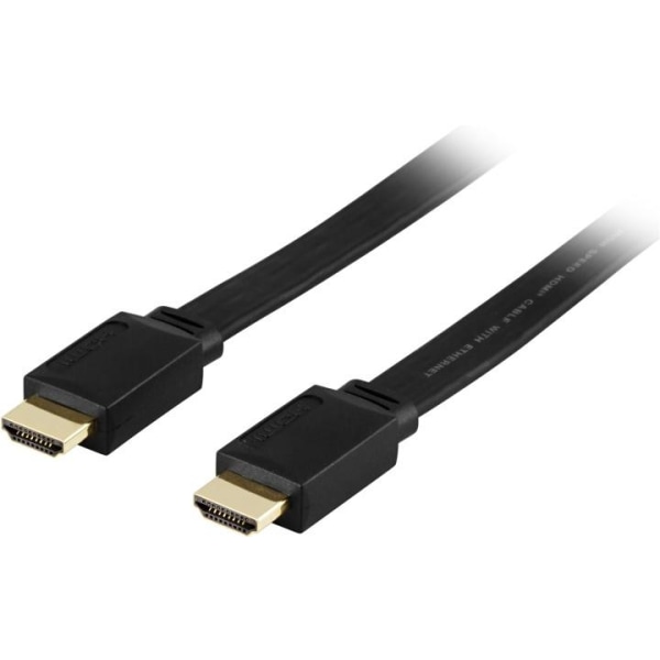 DELTACO HDMI-kaapeli v1.4+Ethernet, 19-pinu-u, 1080p litteä must