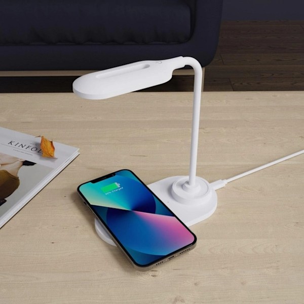 Trådløs hurtigoplader og bordlampe - 2-i-1, hvid