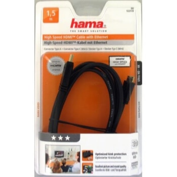 Hama Kabel HDMI Ethernet HDMI A-HDMI Mini C Svart 1.5m