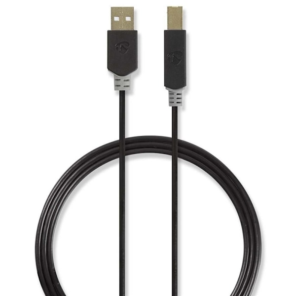 Nedis USB-kabel | USB 2.0 | USB-A Han | USB-B han | 480 Mbps | Guldplateret | 2.00 m | Runde | PVC | Antracit | Box