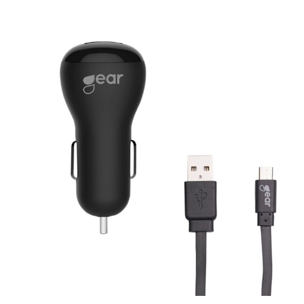 GEAR Latauslaite 12/24V 2xUSB 2,4A + MicroUSB-kaapeli 1,0m Musta