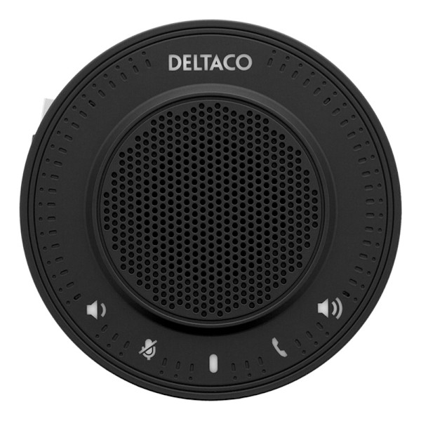 DELTACO OFFICE USB-neuvottelukaiutin, 3,5mm, VoIP, Skype, musta