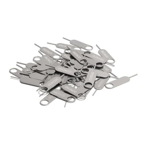 DELTACO sim card tray opener, 50-pack, stainless steel