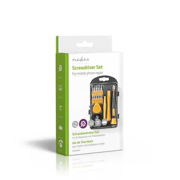 Nedis Phone/tablet repair set | 17-in-1 | Läsplatta / PC / Smartphone | Philips bits | Slitsade bits | Pentalobe-bits | Tri-wing-bits