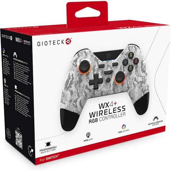 Gioteck WX4+ trådlös handkontroll, vit camo, Switch