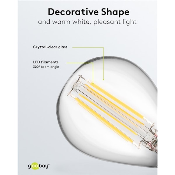 Goobay Filament-LED mini globe, 4 W sokkel E14, varm hvid, kan ikke dæmpes