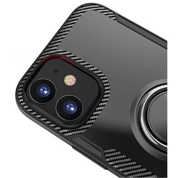 Skal med ringhållare till iPhone 12 mini, Transparent/Svart Svart