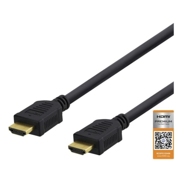 DELTACO Premium High Speed HDMI kabel, 4K i 60Hz, HDR, 0,5m, sva