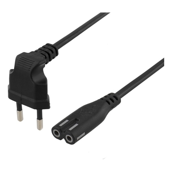 DELTACO ojordad apparatkabel, vinklad CEE 7/16, IEC60320 C7, 3m, svart