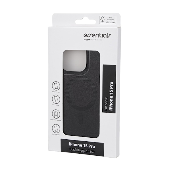 Essentials iPhone 15 Pro rugged case, magnet, black Svart