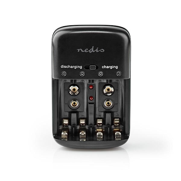 Nedis NiMH Batteriladdare AA / AAA | 1.2 / 9 V DC | 0.5 A A | Underhållsladdning | Euro / Typ C (CEE 7/16) | Batteritypsenergi: AA / AAA / E-Block | S