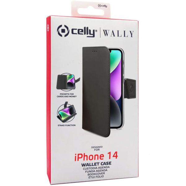 Celly Wallet Case iPhone 14 Svart Svart
