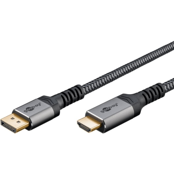 Goobay DisplayPort™ til HDMI™-kabel, 2 m, Sharkskin Grey Displa
