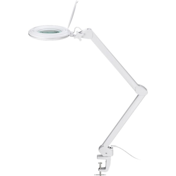 Goobay LED-luplampe med klemme, 10 W, hvid 800 lm, lysstyrke og lysfarve justerbar, 127 mm glaslinse, 1,75x forstørrelse, 3 dioptrier