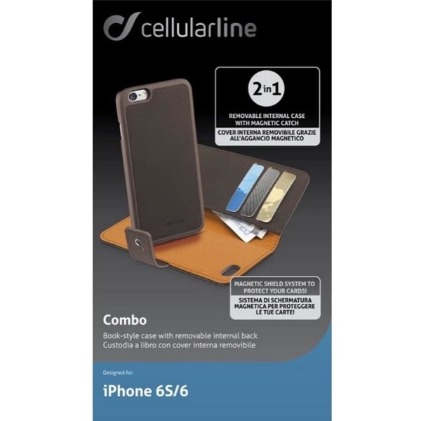 Cellularline Combo väska iPhone 6/6S, Mörkbrun/Orange Orange