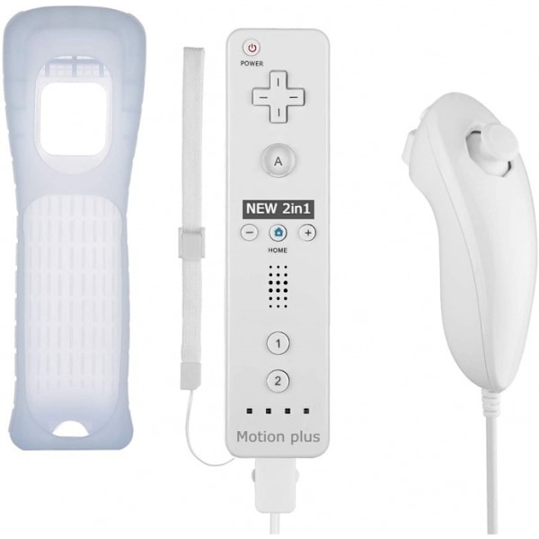 Langaton Plus + Nunchuck yhteensopiva Wii-Wii U:lle, Valkoinen
