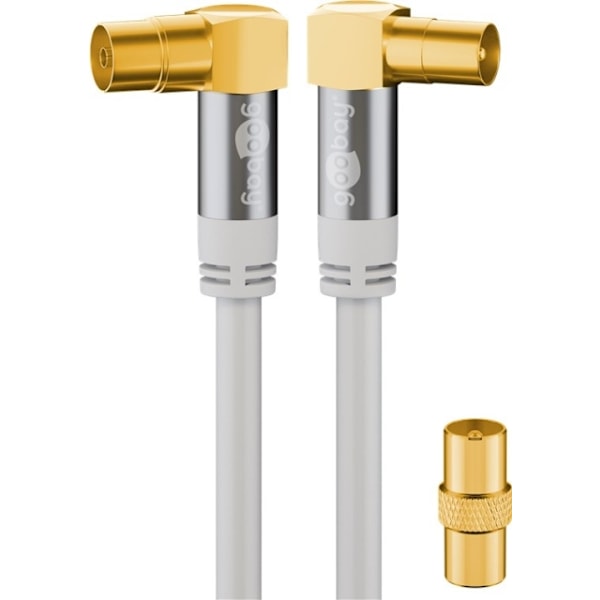 Goobay TV-antennkabel (135 dB), 4x skärmad guldpläterad, koaxial-uttag 90° > koaxial-plugg 90°, 2 m