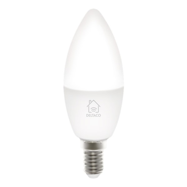 DELTACO SMART HOME LED-lampa, E14, WiFI, 4,5W, 2700K-6500K, dimbar, vit