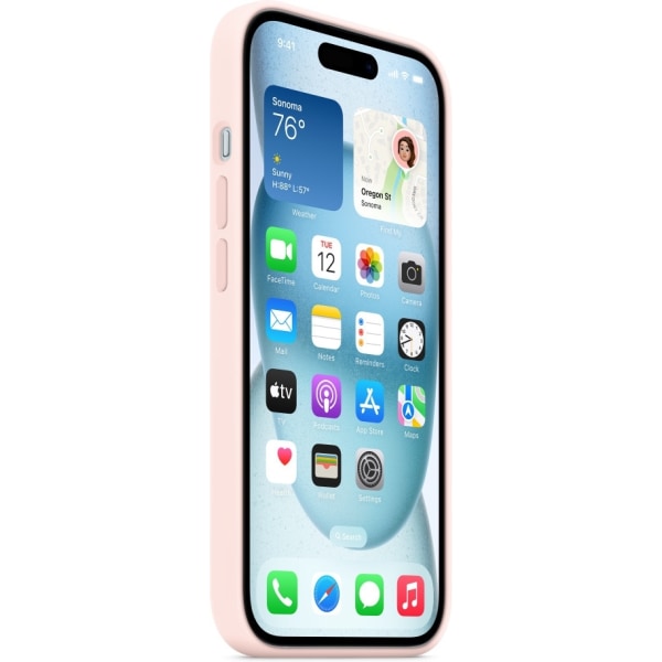 Apple iPhone 15 silikonikotelo MagSafella, vaaleanpunainen Rosa