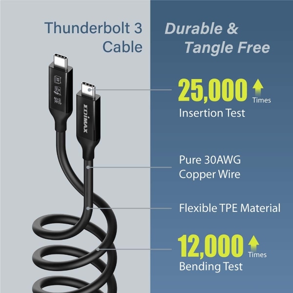 Edimax USB4/Thunderbolt3 Cable, 40G, 3 meter, Type C to Type C