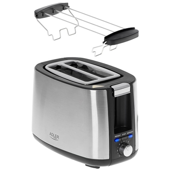 Adler Leivänpaahdin 900W, hopea
