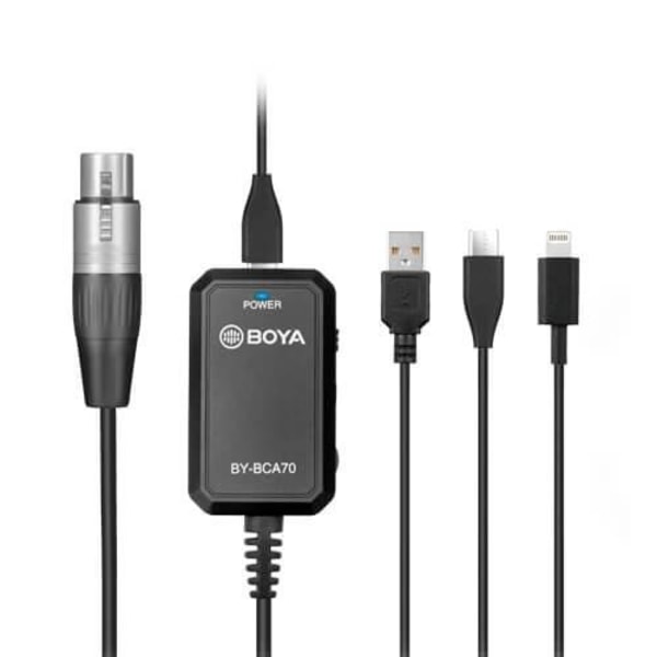 BOYA Mikrofonisovitin BY-BCA70 XLR - Älypuhelin USB-A/C & Lightni