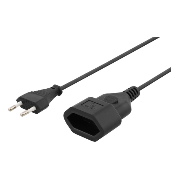 DELTACO ungrounded power cable, CEE 7/16 to IEC 60906-1, 1m, bla
