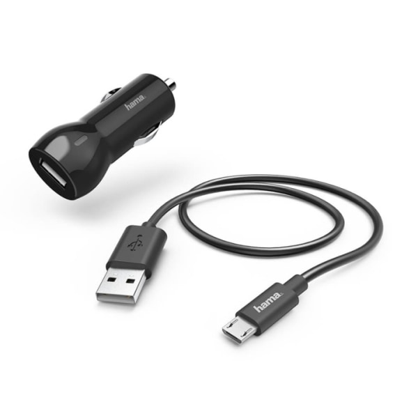 HAMA Laturi 12V Micro-USB 2,4A Irrallinen Johto 1m  Musta